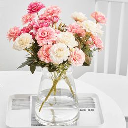 Fleurs décoratives Pivoine Artificielle Haute Qualité Rose Rose Automne Faux Maison Décoration De Mariage Bouquet De Soie Bricolage Artisanat Accessoires