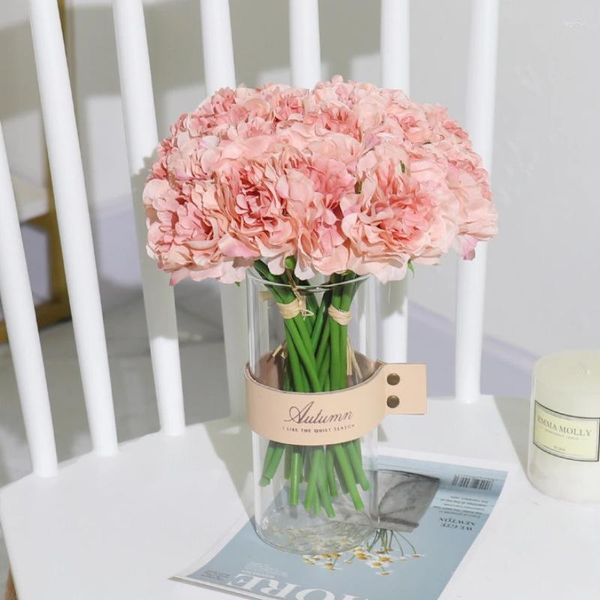 Fleurs décoratives pivoine soie artificielle 5 têtes pour la décoration de la maison fausse fleur Bouquet de mariage mariée de haute qualité salon ornements de bureau