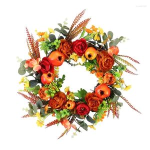 Fleurs décoratives pivoine grenade couronne artificielle Halloween Thanksgiving Garden Dorce décor Pendent Automne Harmy Courted Garland