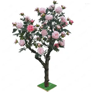 Fleurs décoratives Peony Tree Fleur artificielle fausses et arbres en plastique salon intérieur