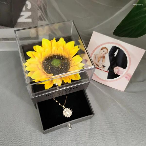 Flores decorativas Regalo de girasol perfecto para la esposa y el aniversario de la madre Día de la madre Día de la madre Gif de San Valentín