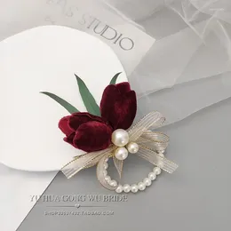 Fleurs décoratives PerfectLifeoh White Calla Lily Flower Corsage Groom Groom Party Party Boutonniere