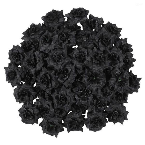 Flores decorativas Pétalo Seda Rosa Flor Oro Rosas Artificial Negro Boda Falsa