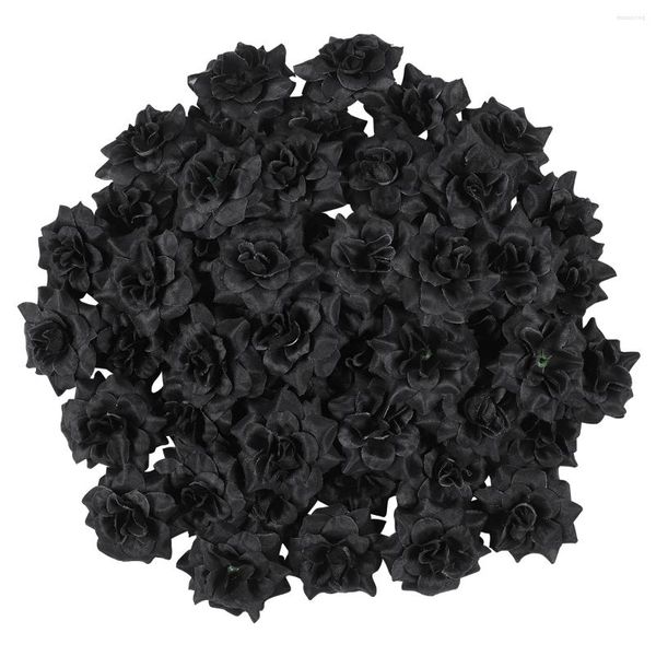 Décoratif Fleurs Pétales Halloween Décor Noir Soie Mariage Rose Faux