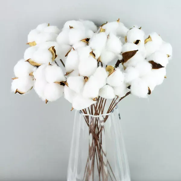 Fleurs décoratives pièces blanc fleur artificielle Faux naturellement coton Bouquet décorations pour la maison mariage douche nuptiale anniversaire décor