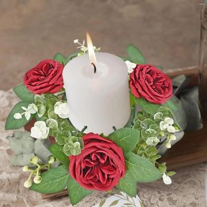 Fleurs décoratives Pilier Bandle d'anneau de couronne artificielle pour table
