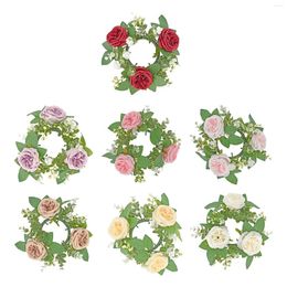 Fleurs décoratives Pilier d'anneau de bougie couronne de verdure ferme pour le mariage de la fête à Pâques