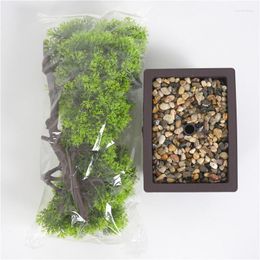 Fleurs décoratives pin en pot bonsaï artificiel maison faux accessoires salon décoration plante en plastique bureau bureau 22 cm plantes