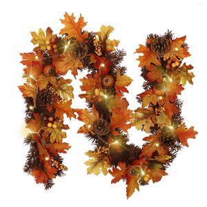 Decoratieve bloemen dennenappel esdoorn lichtslingers 1,8 m / 5,9ft slinger DIY Halloween blad rotan met licht