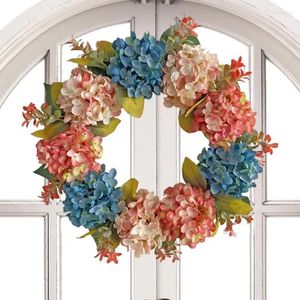 Decoratieve bloemen roze en blauwe hortensia krans kunstmatige deur simulatie wit 15,75 inin full colour voor raam slaapkamer