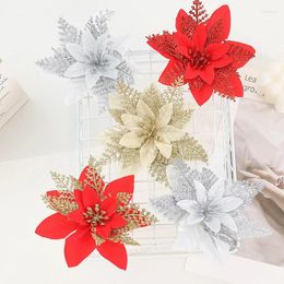 Decoratieve bloemen roze en paarse achtergrond goudpoederbloem kerstboom decoratie feest accessoires dubbele layer pailletten simulatie