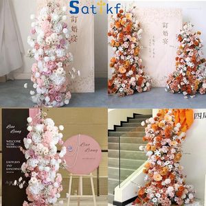 Decoratieve bloemen roze kunstmatige hortensia bloesem boog decor hang bloem rij bruiloft achtergrond muur 5D bloemstuk feestvenster