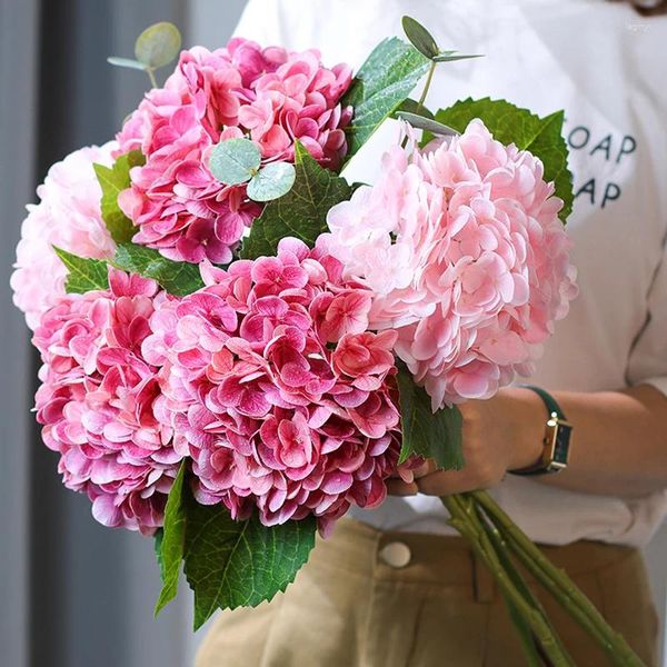 Hortensia artificiel rose, fleurs décoratives, pour décorations, Branches réalistes, Arrangement de mariage à domicile