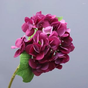 Fleurs décoratives Rose Artificielle Latex Hortensia Branche Real Touch Plante Verte Arrangement Floral Mariage Maison Jardin Salon