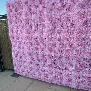 Fleurs décoratives Rose Rose Fleur Mur Pour La Décoration De Mariage Fond Blanc Panneaux Artificiels Baby Shower Décor De Noël Toile De Fond