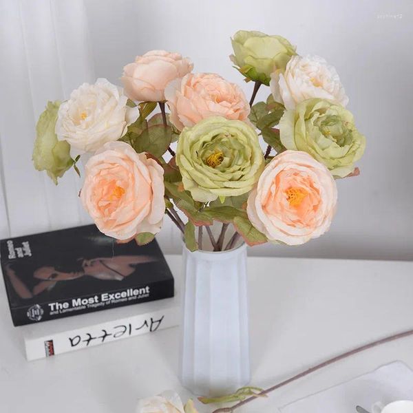 Flores decorativas rosas rosas bouquet real toque real artificial para decoración del hogar arreglo flor de San Valentín regalo