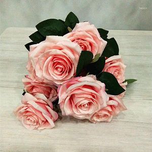 Decoratieve bloemen Roze zijden bloemstuk kunstmatige rozenboeket bruiloft pography putten huis woonkamer bureaublad paarse rozen