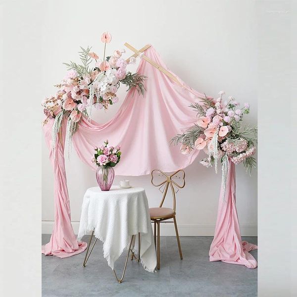 Fleurs décoratives rose toile de fond de mariage orchidée de palmier florale suspendue arrangement de rangée de fleurs de glycine déco arc événement fête scène accessoire fenêtre