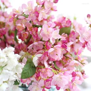 Flores decorativas Rosa Blanco Artificial Flor de cerezo Rama Seda Simulación Boda Hogar Estudio Jardín Arreglo floral Decoración de plantas