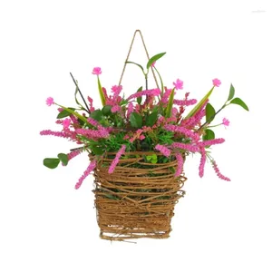 Decoratieve Bloemen Roze Wildflower Deurhanger Mand Krans Lentekransen Voor Welkomstbord Decoratie