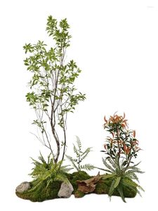 Decoratieve bloemen Plant landschapsarchitectuur binnen nep groene landschap bomen grote raamtrappen vloer bonsai gecombineerde decoratie