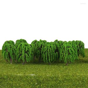 Fleurs décoratives modélisation de plante arbre cuisine aménagement paysage disposition en plastique trains de trains de chemin de fer saule 25pcs 3d décoration affichage vert maison