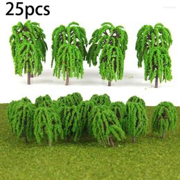 Decoratieve bloemen Plantmodel Boom Speelgoed Groen Keuken Landschapsindeling Plastic hars Trein Spoorwegwilg 25 stuks 3D-decoratiedisplay