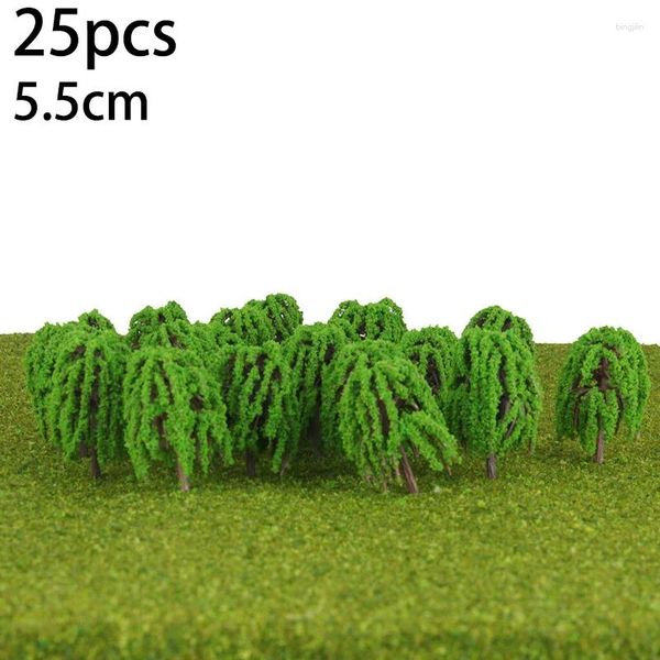 Fleurs décoratives modélisation de plante Toy Toy Greenery Cuisine Distique en plastique Train de trains de trains de chemin de fer 25pcs 3d Decoration Green Concroyable