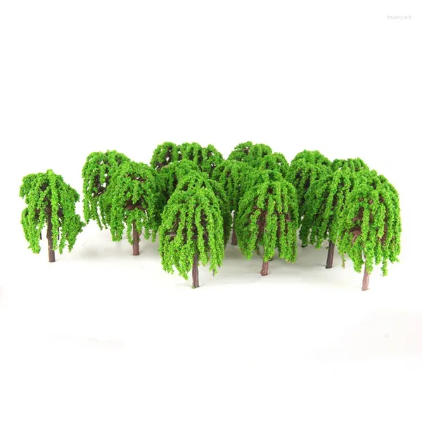 Fleurs décoratives modélisation de plantes Toy Toy Greenery Cuisine Paysage Plastic Resin Train Railway 25pcs 3D Decoration Affichage Vert Pratique