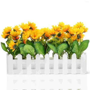 Plante de fleurs décoratives simulées de tournesol intérieure artificielle avec clôture pot fausse bonsaï de bureau