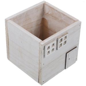 Fleurs décoratives Jardinière Boîte Succulentes Petit Pot En Bois Pots De Plantes D'intérieur Bonsaï En Bois Fleur Tiestos Para Extérieur Rustique