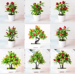 Flores decorativas, plantas, bonsái, árbol frutal de naranja mandarina en maceta para el hogar, Sala de bodas, decoración de flores, decoración de fiesta falsa
