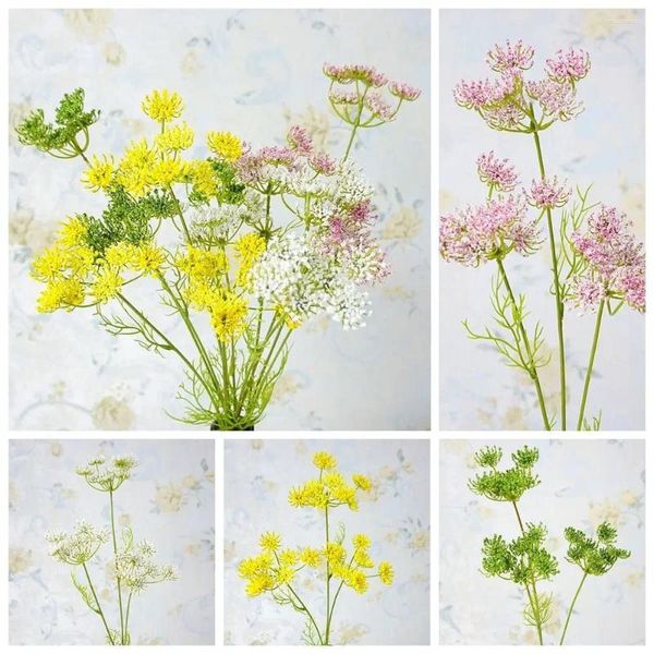 Fleurs décoratives en plastique, fleurs artificielles en dentelle, ne se décolore pas, ne se fane pas, Flexible, 3 têtes, Bouquet de jardin