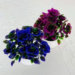 Fleurs décoratives en plastique artificielles, plantes de Simulation, bonsaï, ne se décolore pas, 1 ensemble, fausses roses chinoises pour la décoration