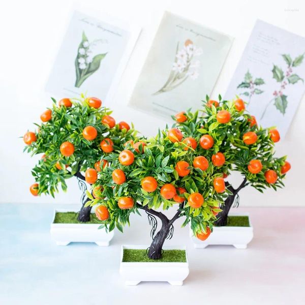 Fleurs décoratives en plastique plante artificielle faux fruit en pot orange arbre bureau jardin bureau fête décor