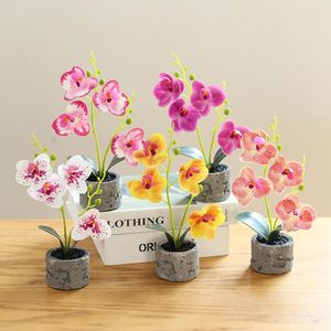 Fleurs décoratives en plastique papillon orchidée fleur artificielle bonsaï Phalaenopsis Pot maison fête de mariage décoration Table fausses plantes