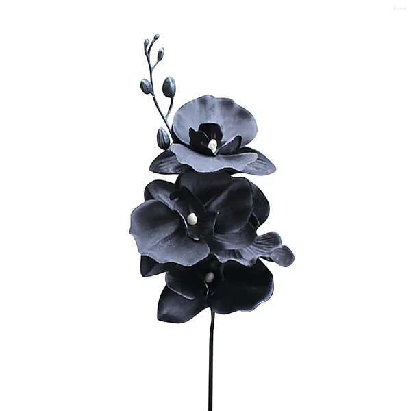 Flores Decorativas Flor De Plástico Ramas Falsas Orquídeas Mariposa Altura 38 Cm Seda Negra Boda Decoración Del Hogar Phalaenopsis Artificial