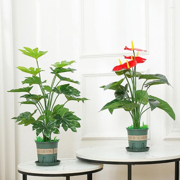 Fleurs décoratives en plastique vert décorations pour la maison jardinières plantes artificielles feuille de tortue Faux bonsaï Pot verdure en Pot réaliste