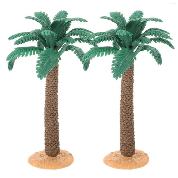 Fleurs décoratives Plastic Palm Palle d'aménagement paysager Ornements de plante Modèles accessoires 2pcs (PVC avec base