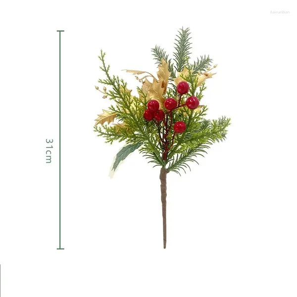 Fleurs décoratives simulation en plastique branche de pin fausse plante verte de Noël