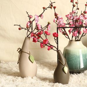 Decoratieve bloemen pruimen bloesems kunstmatige nep planten bonsai muur tabel woonkamer decor diy bruiloft decoratie