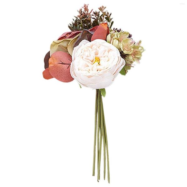 Fleurs décoratives Po accessoires Bouquet de fleurs artificielles Arrangement bureau soie Rose fausse pivoine décoration de la maison automne mariage