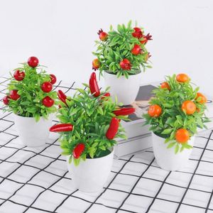 Decoratieve bloemen pography props vensterbank ornament granaatappel chili oranje bessen kunstmatige planten bonsai fruitboom potten