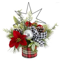 Decoratieve bloemen Poinsettia en PineCones met North Table Artificial Flower Arrangement