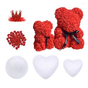 Fleurs décoratives polystyrène styromousse Rose ours en peluche balle en mousse coeur anniversaire saint valentin cadeau pour mariage décoration de la maison