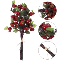 Fleurs décoratives, fruits de grenade, accessoires de simulation de baies de rose musquée artificielles (rouge coucher de soleil), groupe de 5