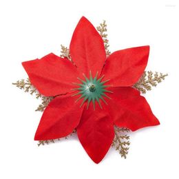 Decoratieve bloemen draagbare mooie kerst glitter kunstmatige lichtgewicht poinsettia gemakkelijk te monteren voor thuis
