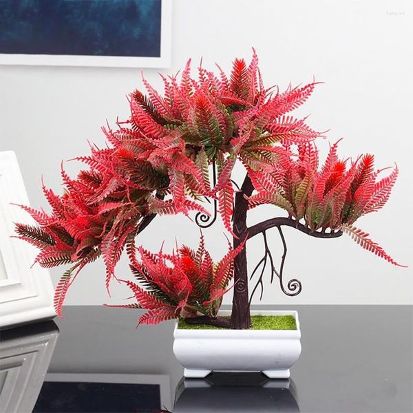 Flores decorativas Adorno en maceta Antiguo Color vibrante Micro Paisaje Simulación Antorcha Árbol Bonsai Planta para jardín