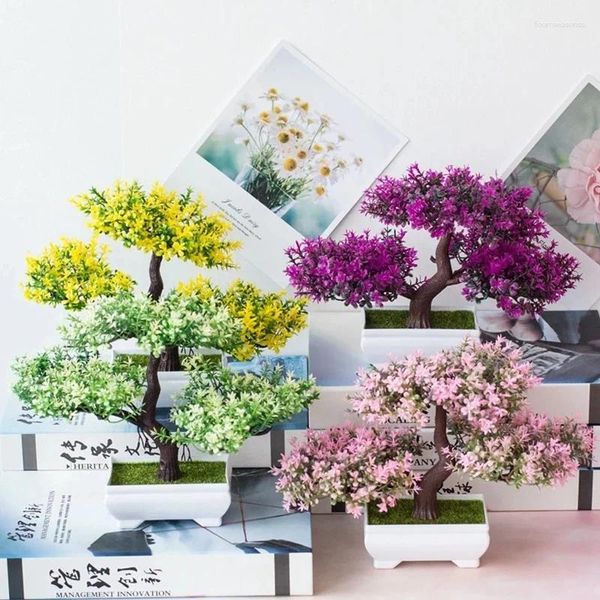 Fleurs décoratives ornements en pot pour la table de chambre à domicile décoration el jardin décor plantes artificielles bononsaï petit arbre faux