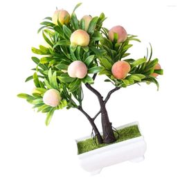 Decoratieve bloemen Pot Peach Tree nep kleine bonsai kunstmatige realistische planten versieringen bureaublad ornamenten